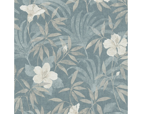 A.S. CRÉATION Vliesbehang 380285 Cuba bloemen blauw Behang met bladeren- en bloemmotief