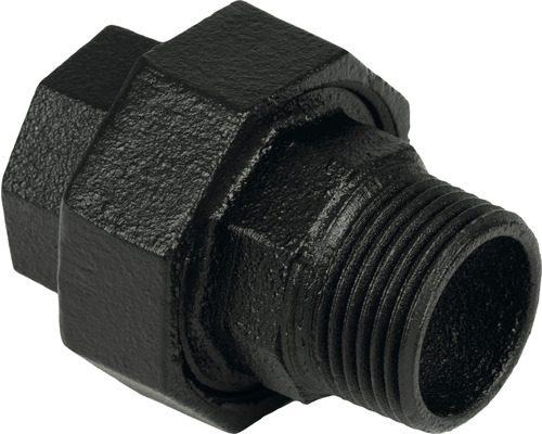 Zwarte fitting van gietijzer met schroefdraad