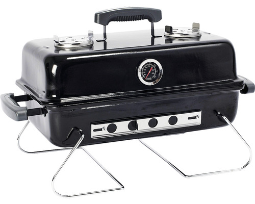 Draagbare houtskoolgrill met thermometer