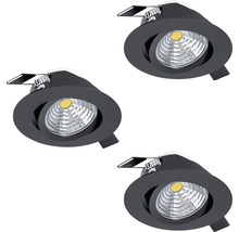 Drie zwarte inbouwspots met ledlamp