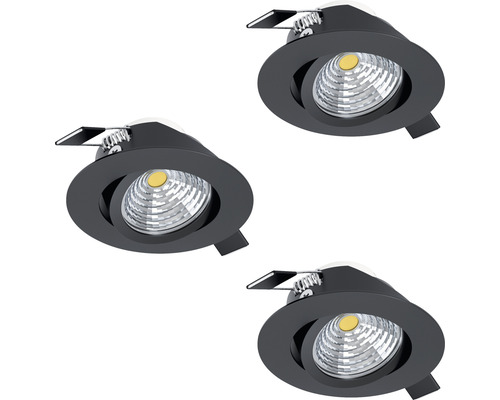 Drie zwarte inbouwspots met ledlamp