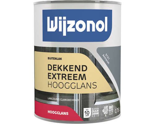 WIJZONOL Dekkend extreem hoogglanslak antraciet 9121 750 ml Wijzonol buitenlak dekkend extreem hoogglans in verfemmer