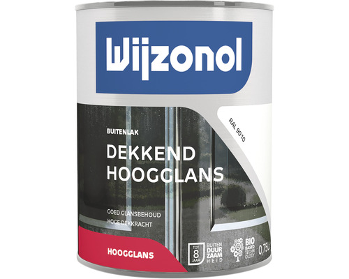 WIJZONOL Dekkend hoogglanslak RAL 9010 750 ml Verfemmer met hoogglans verf voor buiten