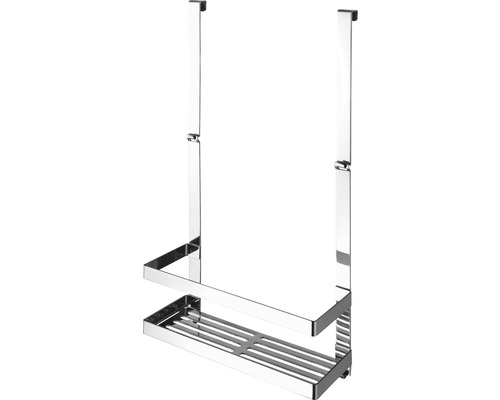 HACEKA Douchemandje Selection wandmontage roestvrij staal geborsteld 9x25,3 cm Deurrek met twee metalen opbergplanken