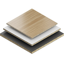 Decoratieve spaanplaten in hout, wit en zwart
