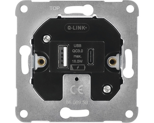 Q-LINK Inbouw basiselement USB-A + USB-C