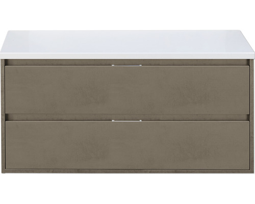 SANOX Badkamermeubelset Porto met wastafelblad 59x120x50 cm cubanit grey Wastafelonderkast met twee lades en wit wastafelblad