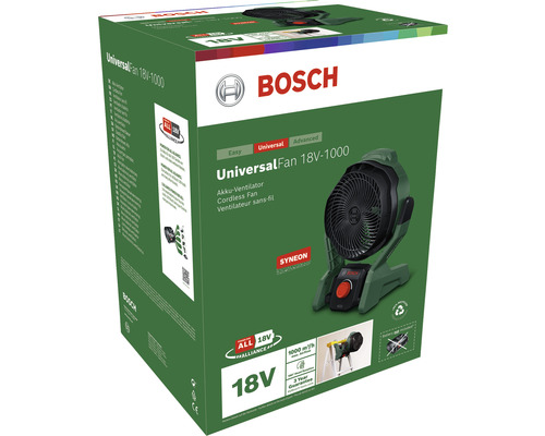 Verpakking van de Bosch Universal Fan 18V-1000 accuventilator