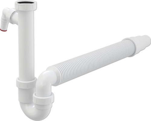 ALCA Buissifon voor gootsteen flexibel met 1 machine-aansluiting 1 1/2"x 40/50 mm kunststof wit