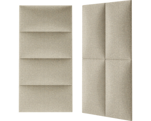 Twee geluidsabsorberende panelen van stof met geometrisch patroon