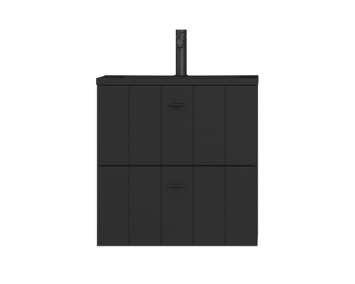 TIGER Badkamermeubel Maryport 60 cm mineraalmarmer wastafel zwart mat