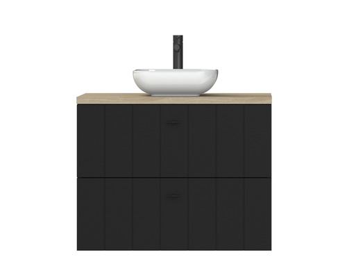 TIGER Badkamermeubel Maryport 80 cm keramiek wastafel zwart mat
