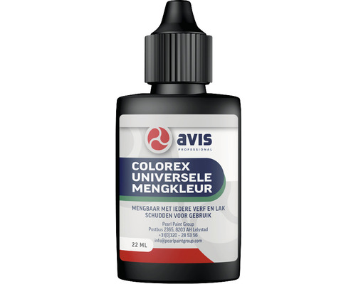 AVIS Colorex Mengkleur universeel 22 ml zwart Avis Colorex universele mengkleur in een fles van 22 ml