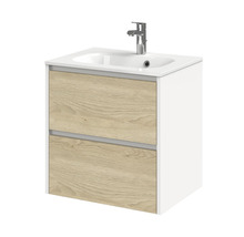 TIGER Badkamermeubelset Reverse met wastafel 60 cm natuur eiken wit mat