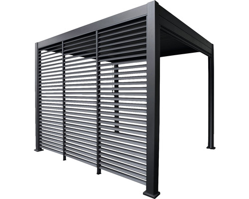 Aluminium pergola met lamellenwand voor de tuin