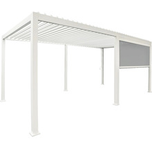 Vrijstaande pergola met lamellendak en zijpaneel voor zonwering