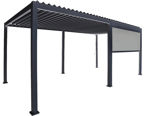 Pergola met lamellendak en privacyscherm