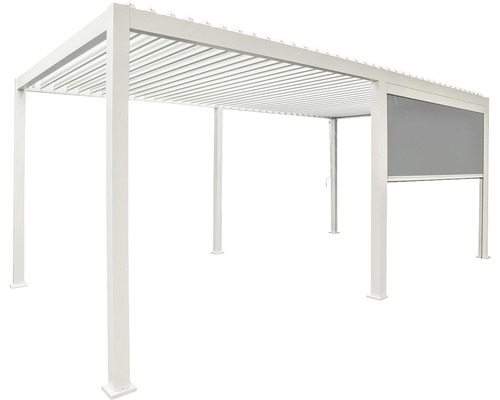 Witte aluminium pergola met zonwering