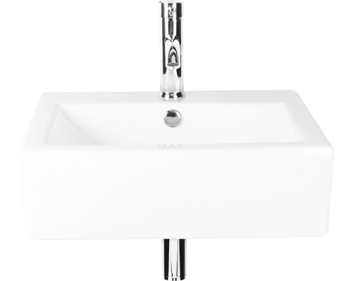 Keramische wastafel met kraan en afvoergarnituur