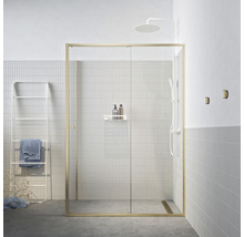 Badkamer met douche, handdoekrek en armaturen