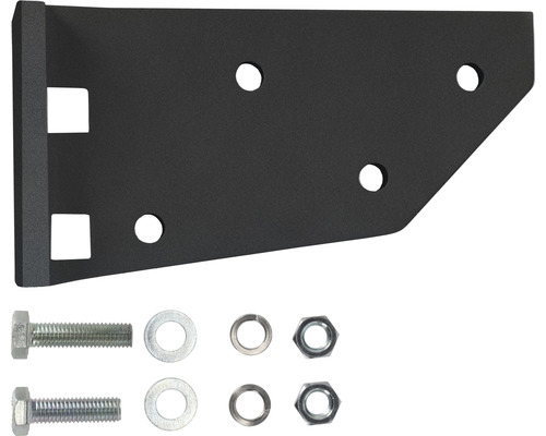 Zwarte montageplaat met schroeven en moeren