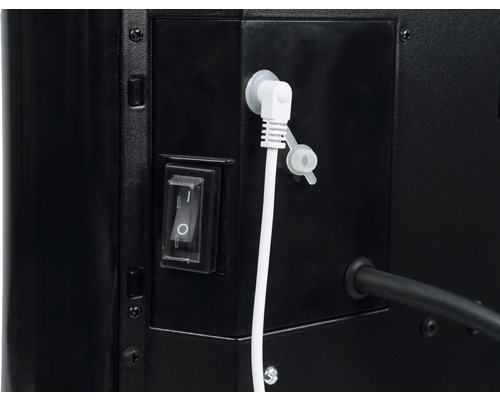 Detailweergave van een apparaat met schakelaar, kabel en stekker