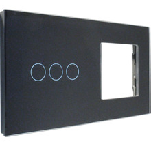 ONE TWO TOUCH Bedieningspaneel glas combinatie 1x afdekraam/1x touch triple zwart