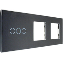 ONE TWO TOUCH Bedieningspaneel glas combinatie 2x afdekraam/1x touch triple zwart