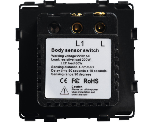 Bewegingsmelder schakelaar met 220V AC bedrijfsspanning, 200W resistieve belasting en 60W LED belasting
