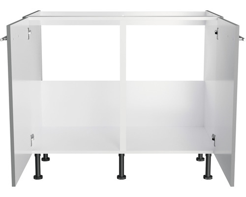 Wastafelonderkast met open deuren en vier poten