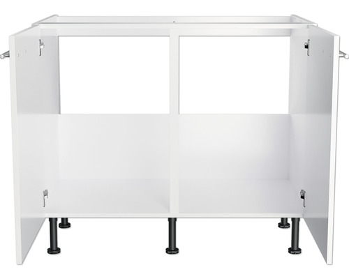 Witte onderkast met zwarte sokkel