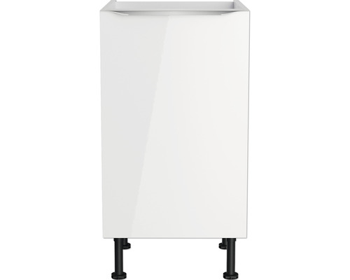 Witte onderkast met zwarte poten voor keukens