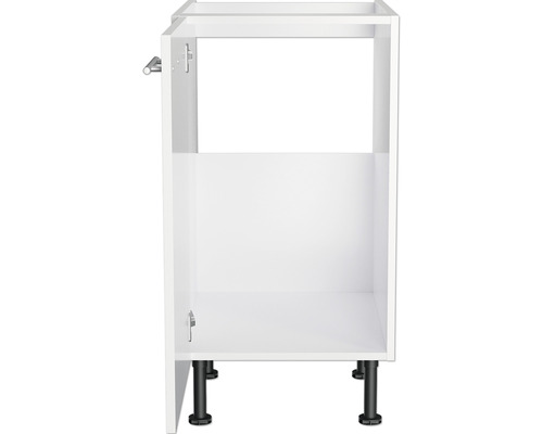 Witte keukenkast met zwarte poten.