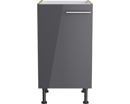 Grijze badkamer onderkast met deur en handgreep