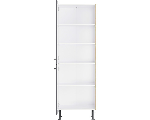 Open hoge kast met planken en poten.