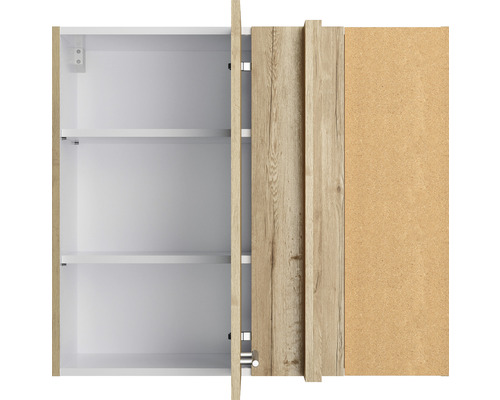 Open spiegelkast met twee legplanken