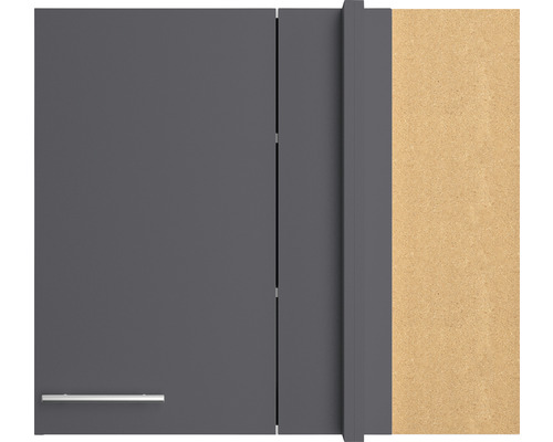 Detailopname van een grijze wandkast met handgreep