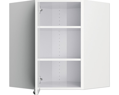 Open witte hoekkast met drie planken