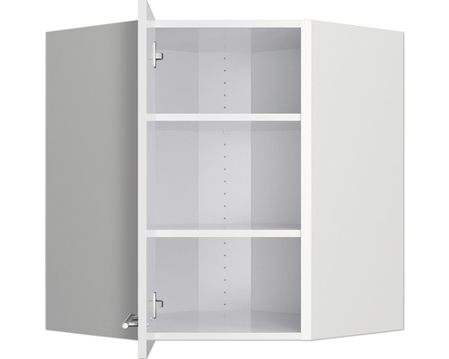 Witte hoekhangkast met legplanken voor de keuken