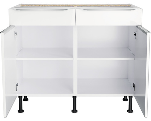 Witte wastafelonderkast met lades en legplanken