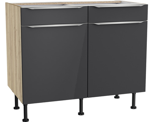 OPTIFIT Onderkast met schuiflade en draaideur Linus984 antraciet 100x58,4x87 cm Onderkast met twee laden en twee deuren