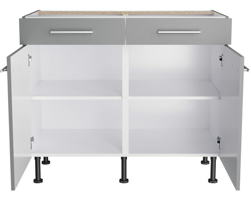 Keukenkast met twee lades, twee deuren en legplanken