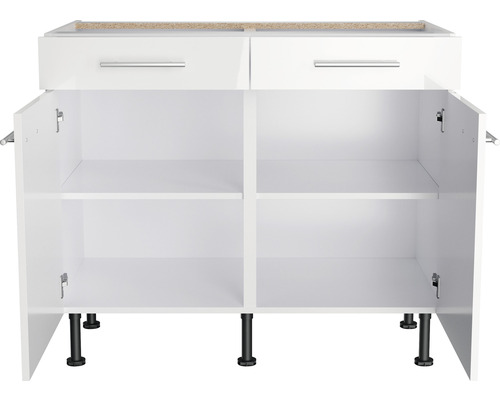 Onderkast met twee laden, twee open deuren en twee legplanken