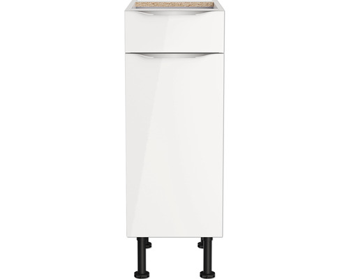 Witte onderkast met één deur en zwarte poten voor badkamer