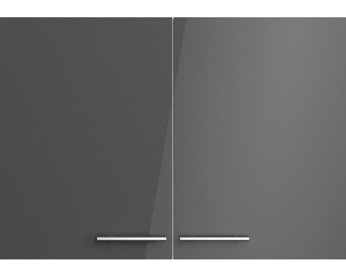 Grijze hangkasten met handgrepen