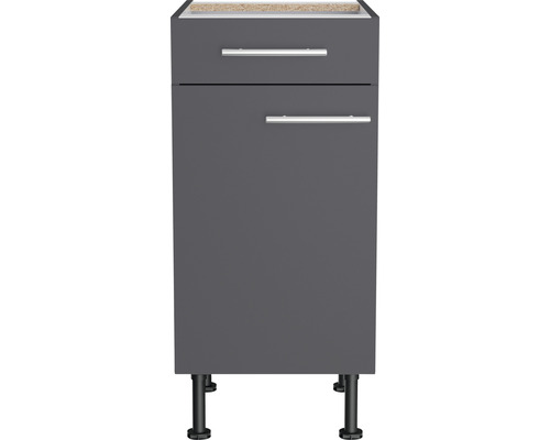 Grijze onderkast met lade en deur voor badkamer