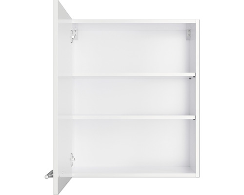 Open witte wandkast met twee planken