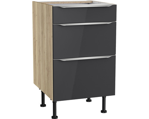 OPTIFIT Onderkast met schuiflade Linus984 antraciet 50x58,4x87 cm Onderkast met drie lades en poten