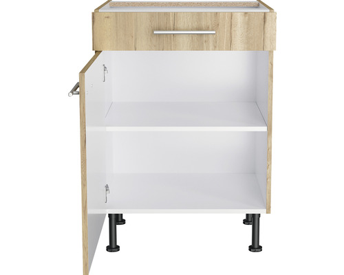 Onderkast met lade en open vak met plank