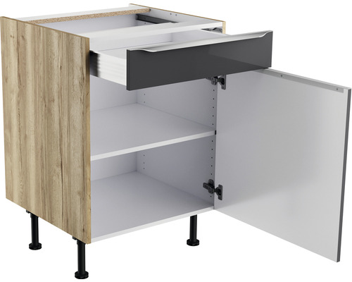 Onderkast met lade en deur, houtdecor